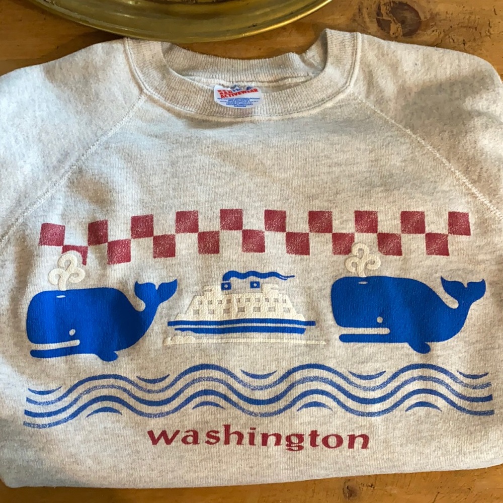 Vintage Washington whales and ferry crewneck